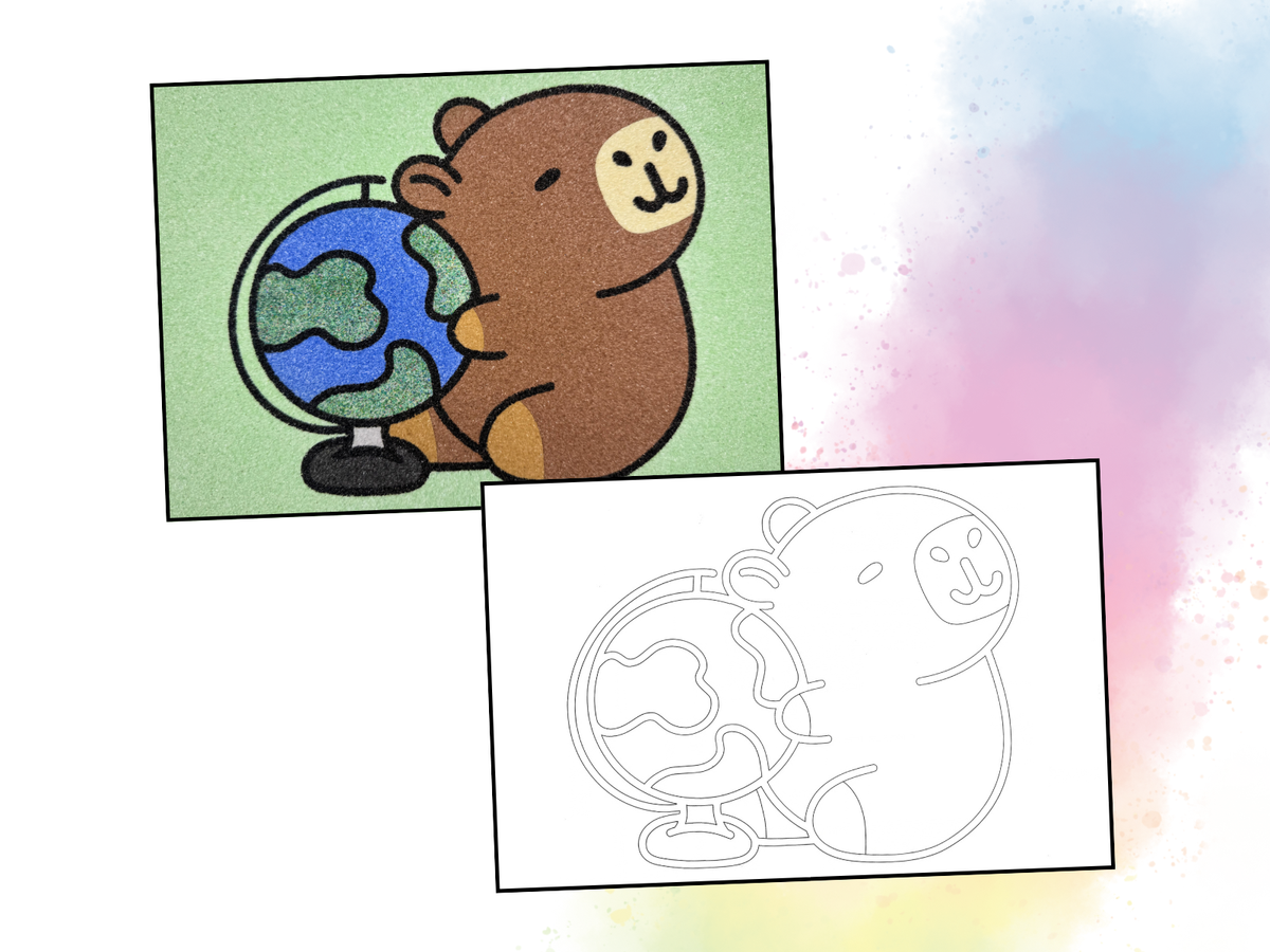 Sandbild Capybara Globus