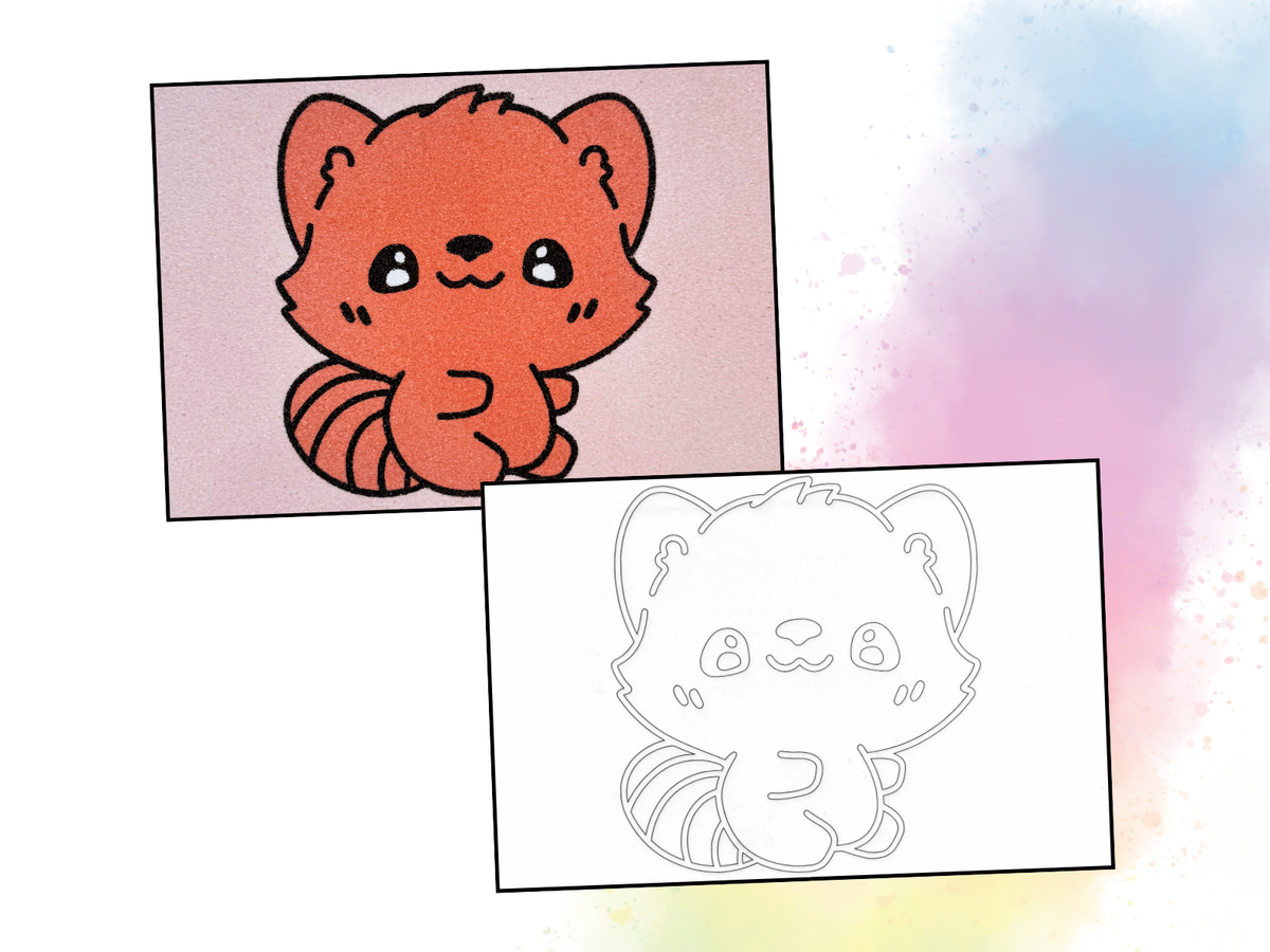 Sandbild Roter Panda Baby