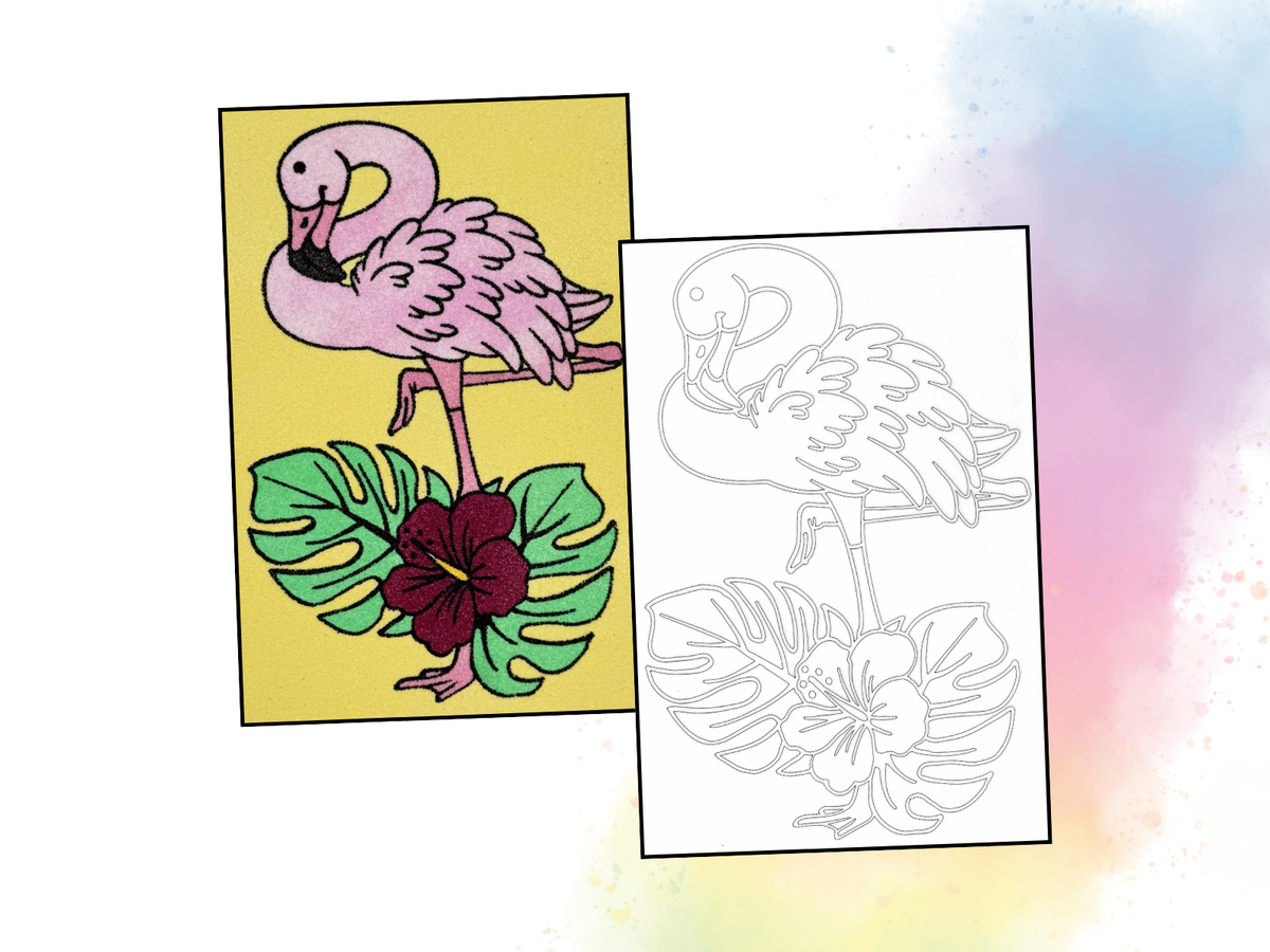 Sandbild Flamingo