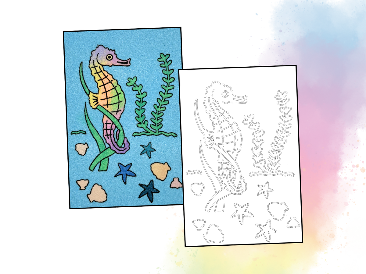 Sandbild Seepferdchen