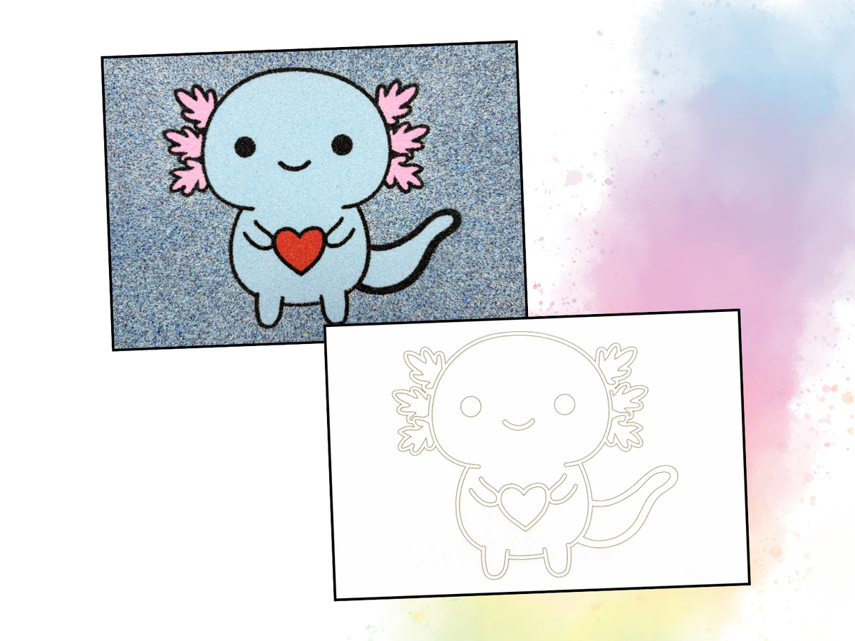 Sandbild Axolotl Herzi