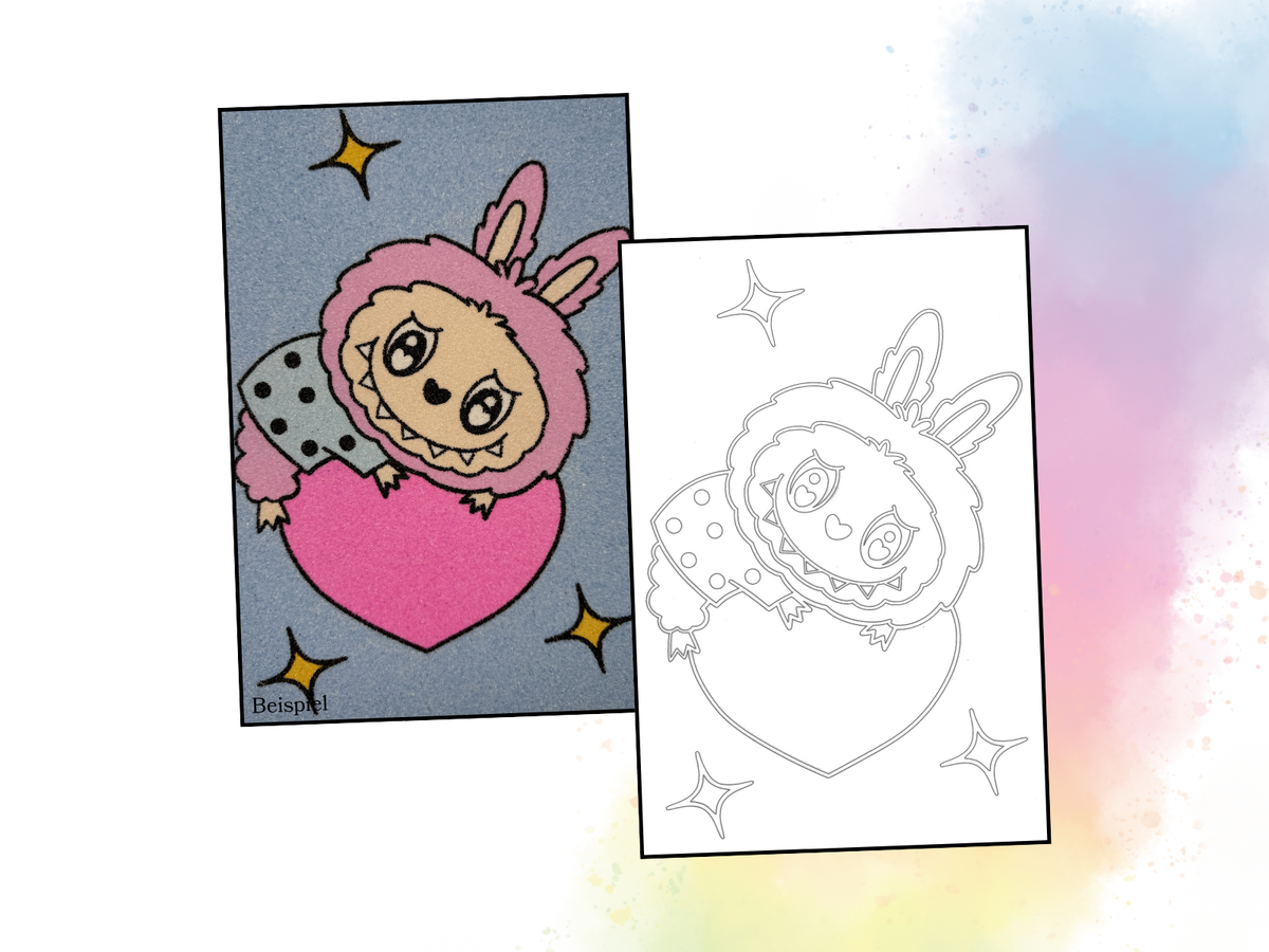 Sandbild Fluffy Monster Herzchen