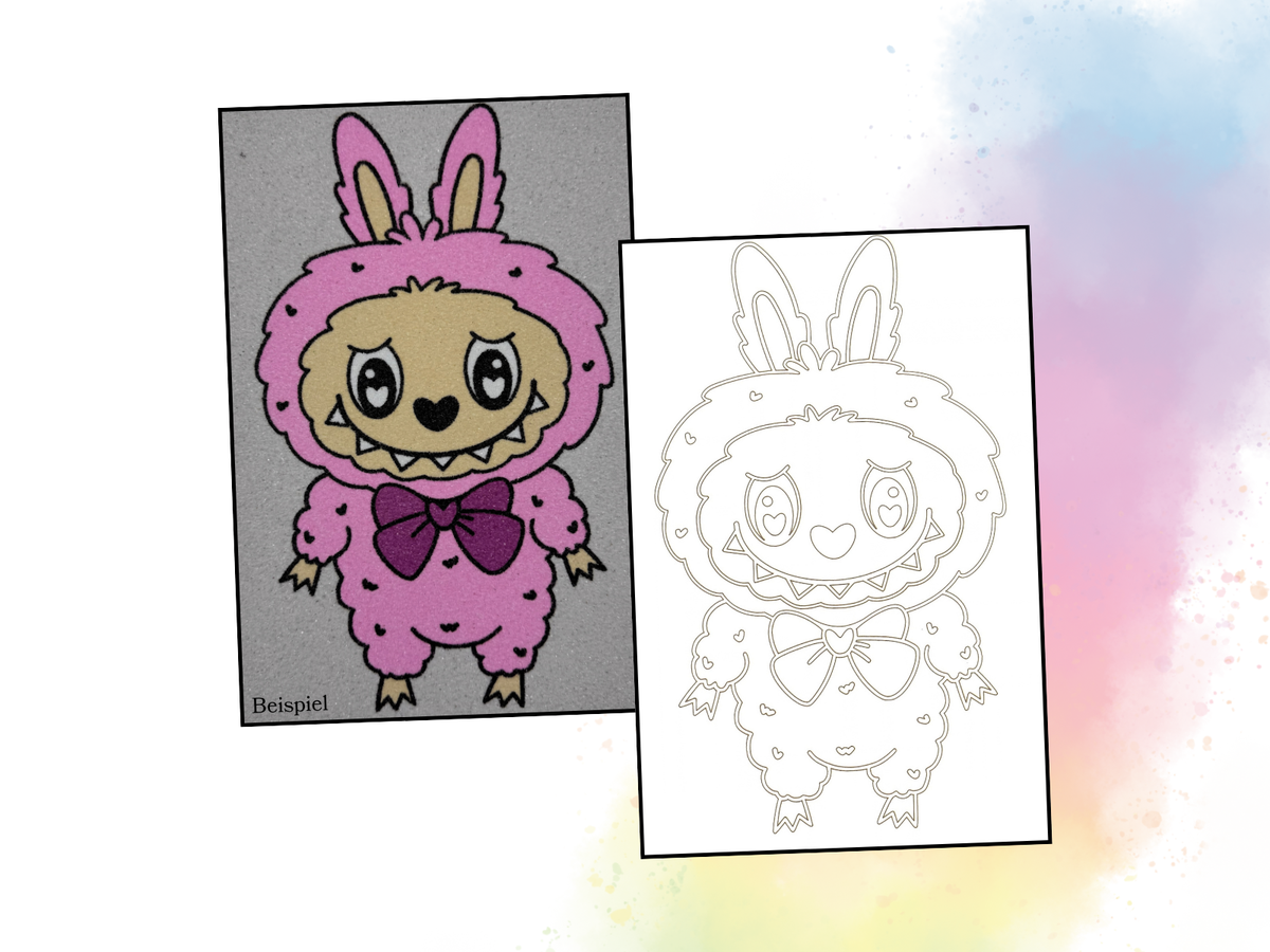 Sandbild Fluffy Monster Schleifchen