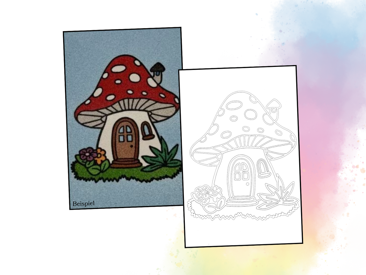 Sandbild Pilzhäuschen