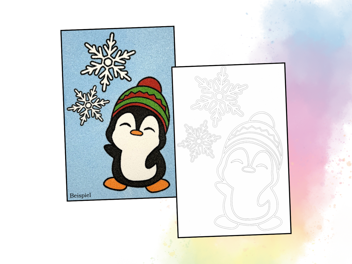 Sandbild Pinguin
