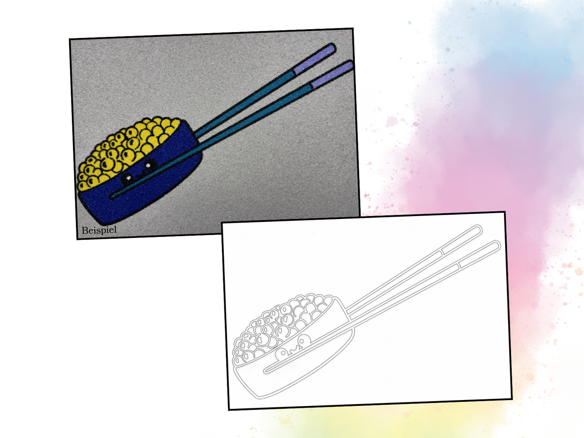 Sandbild Sushi mit Stäbchen