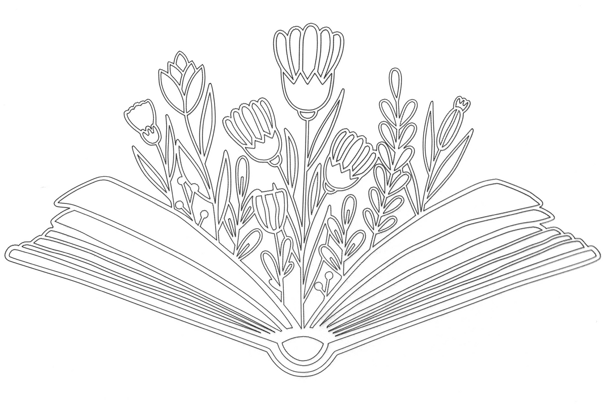Sandbild Buch mit Blumen