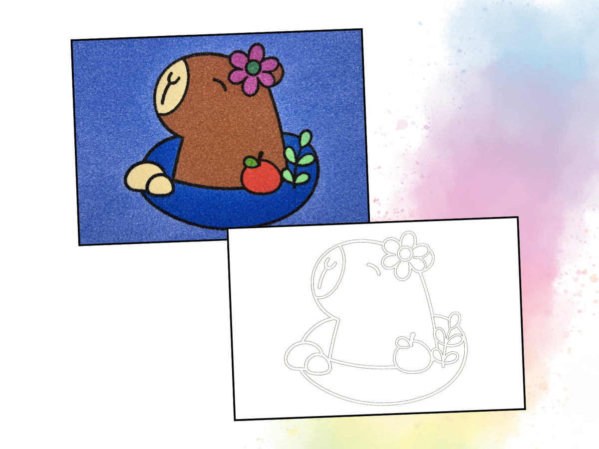Sandbild Capybara Schwimmring