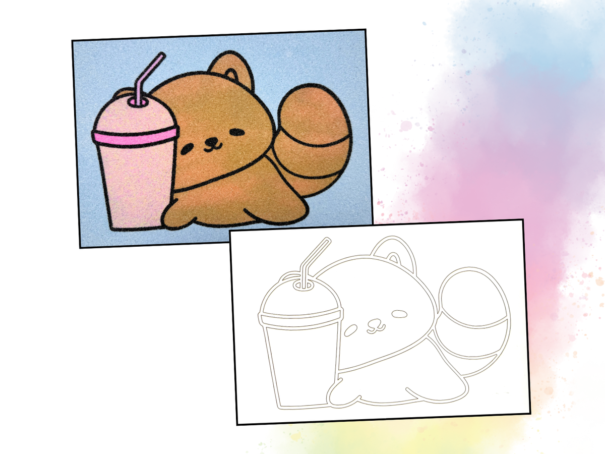 Sandbild Roter Panda Drink