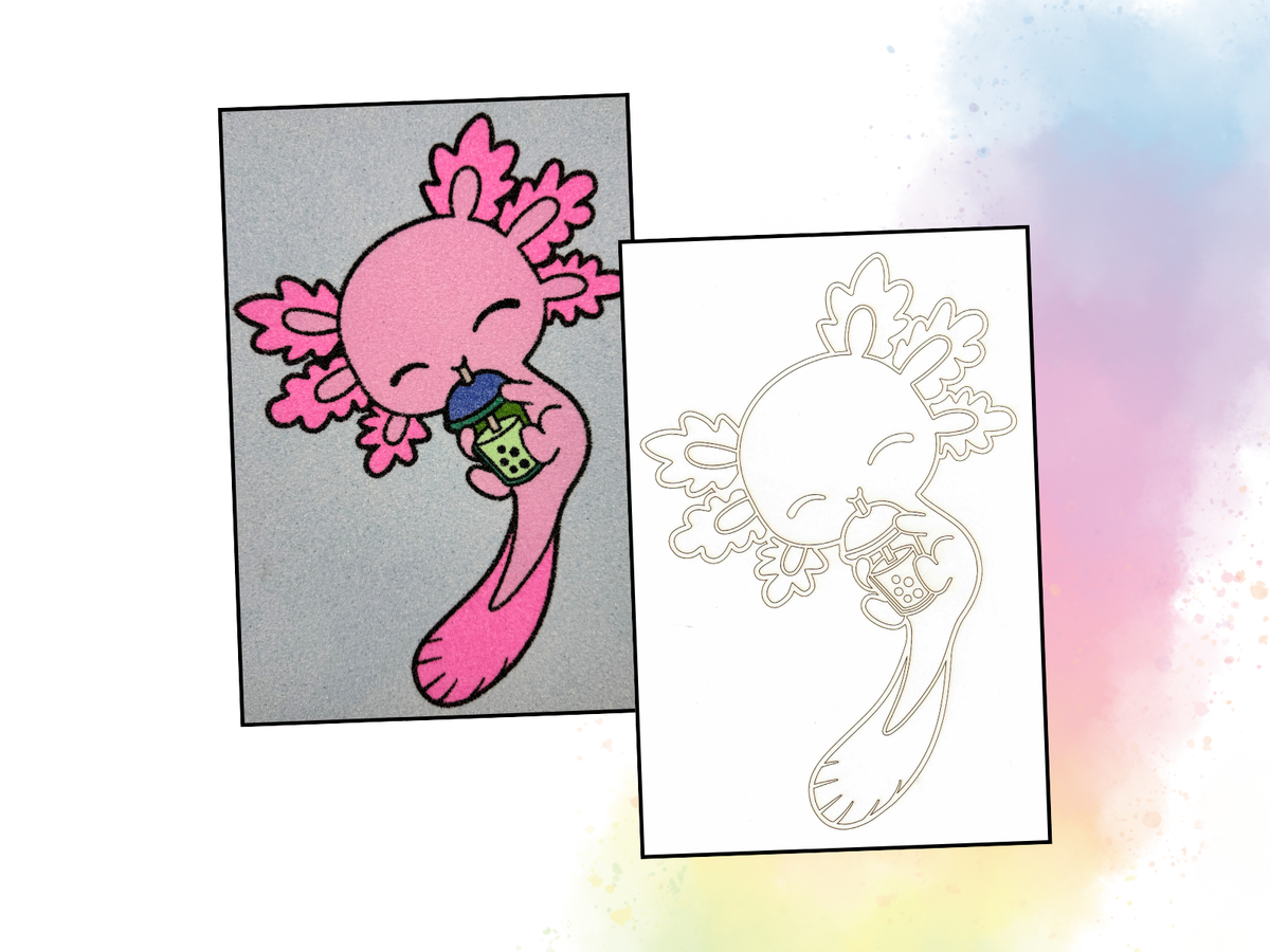Sandbild Axolotl Bubble Tea