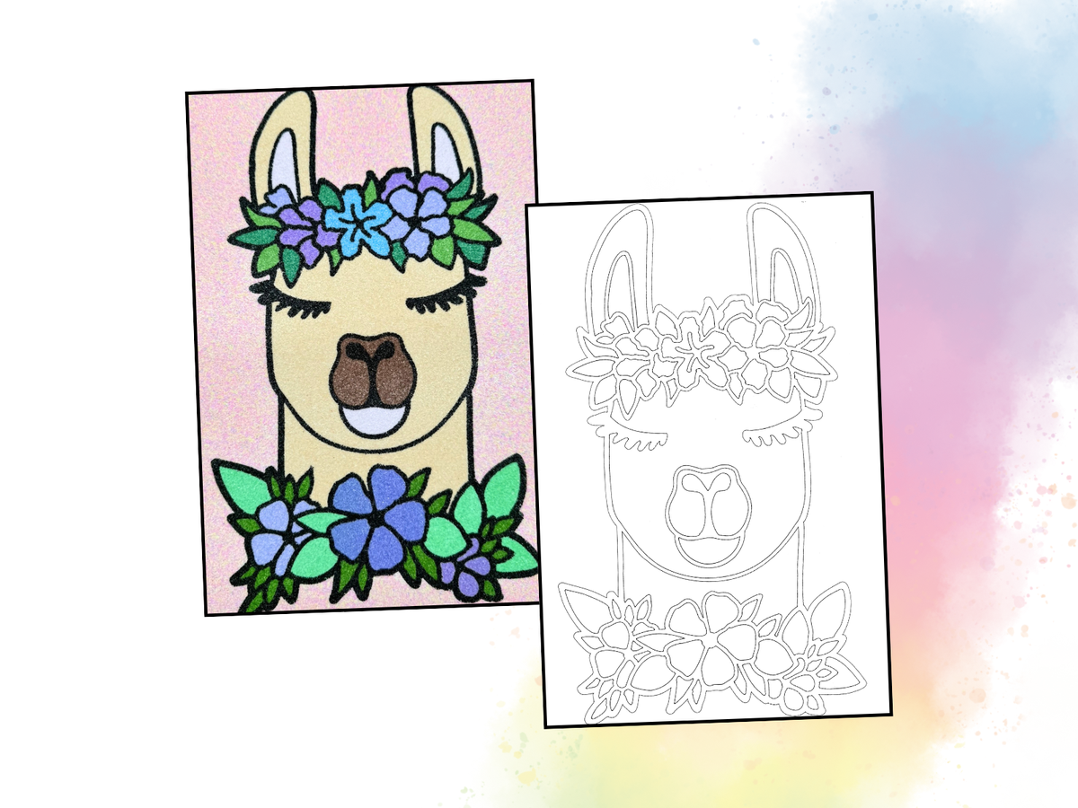 Sandbild Lama