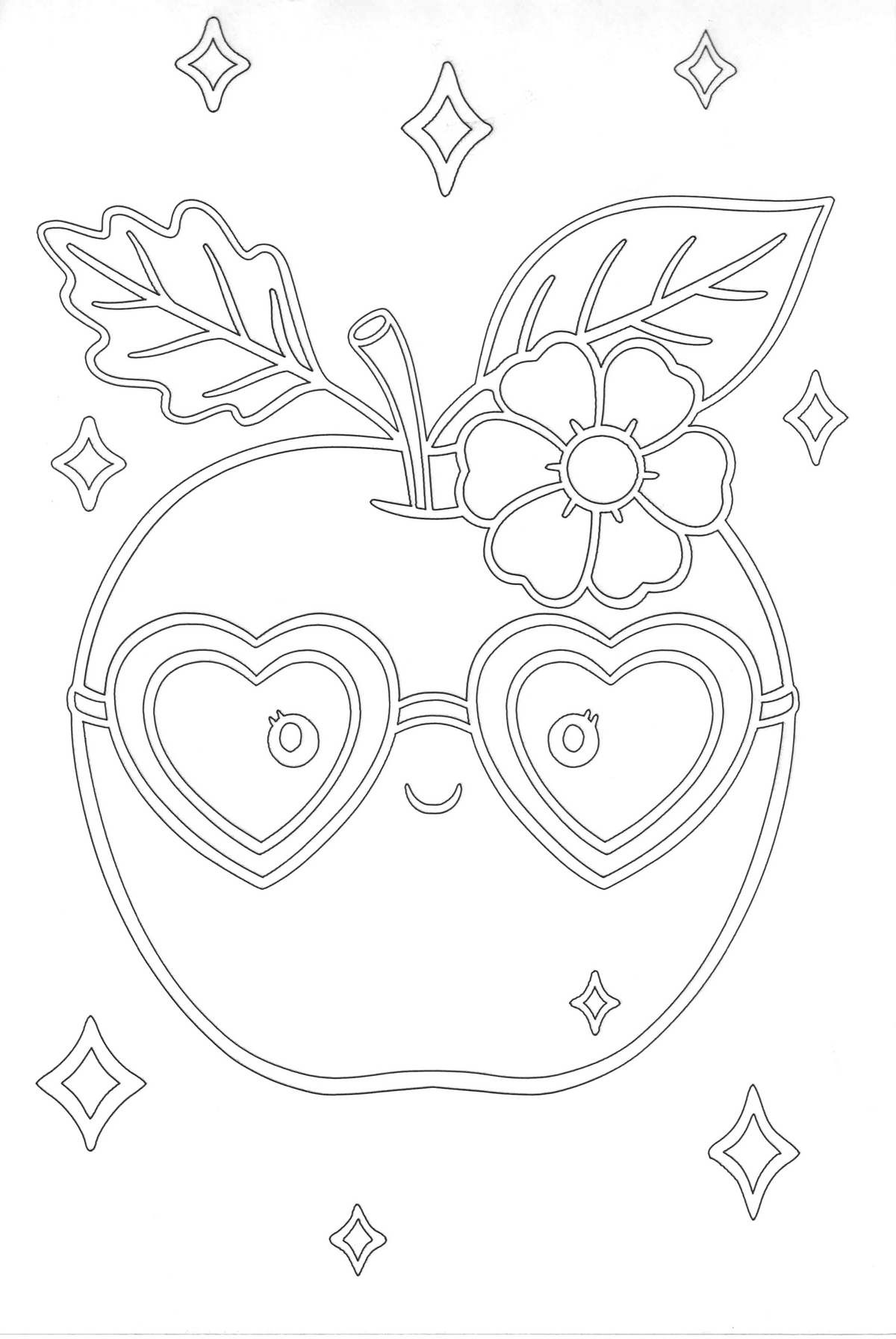 Sandbild Apfel mit Brille