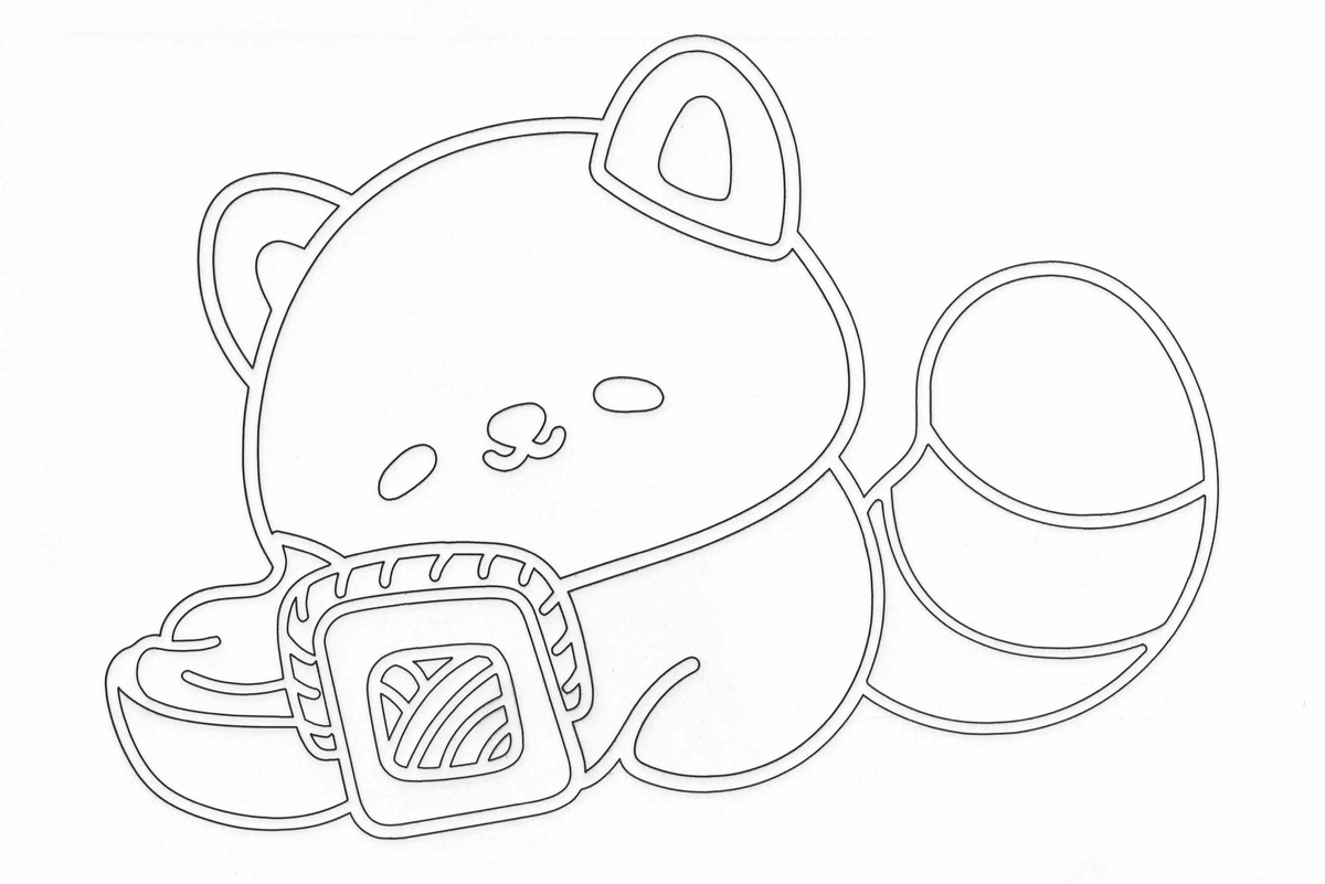Sandbild Roter Panda Sushi