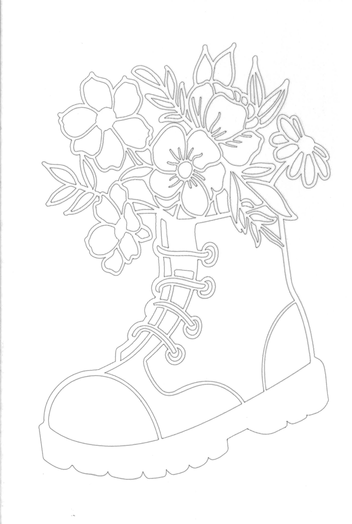 Sandbild Blumen im Stiefel